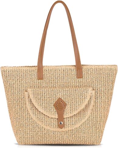 Straw Beach Bag for Women, Large Capacity Tote Bag, Handbag for Vacation, Travel, Daily(Styles 325 in Saudi Arabia