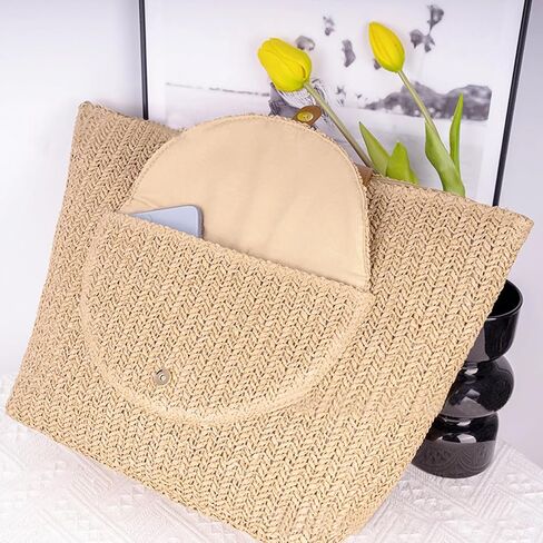 Straw Beach Bag for Women, Large Capacity Tote Bag, Handbag for Vacation, Travel, Daily(Styles 325 in Saudi Arabia