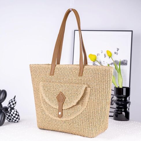 Straw Beach Bag for Women, Large Capacity Tote Bag, Handbag for Vacation, Travel, Daily(Styles 325 in Saudi Arabia