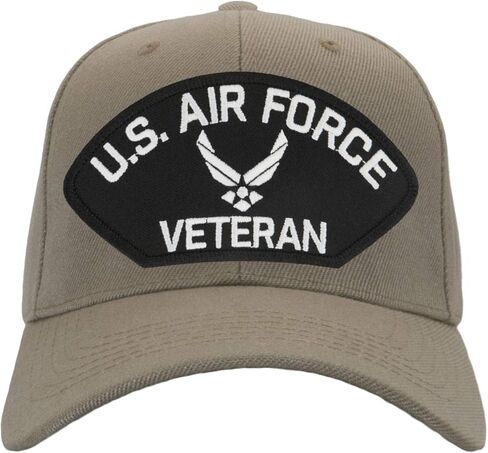 US Air Force Veteran (New Logo) Hat/Ballcap Adjustable One Size Fits Most (Multiple Colors & Styles) (Tan/Khaki, Add American Flag) in Saudi Arabia