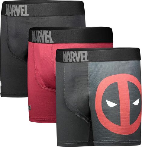 One Step Up Deadpool Performance Mesh Underwear Boxer Briefs 3-Pair Pack (Medium) Black in Saudi Arabia