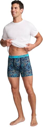 Jockey Men's Underwear Chafe Proof Pouch Microfiber 6" Boxer Brief - 3 Pack, Ocean Surf/Light Trails/Jockey Blue, XL in Saudi Arabia