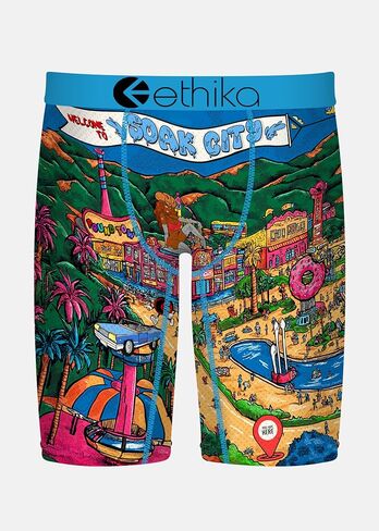 Ethika Men’s Boxer Brief, Knee Length, 4-Way Stretch Performance Underwear with Graphic Prints - 310babii - Soak City in Saudi Arabia
