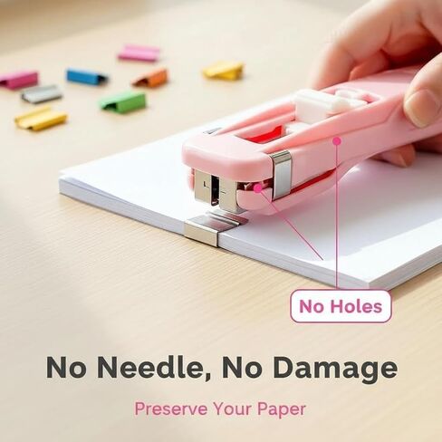 2 PCS Portable Binder Clip Stapler - Includes 100 Reusable Clips, Push Stapler Dispenser Papers Clamp, Handheld Paper Clam Clip Dispenser, for Desktop Document Home Desk Office in Saudi Arabia