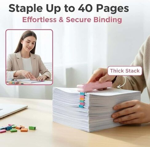 2 PCS Portable Binder Clip Stapler - Includes 100 Reusable Clips, Push Stapler Dispenser Papers Clamp, Handheld Paper Clam Clip Dispenser, for Desktop Document Home Desk Office in Saudi Arabia