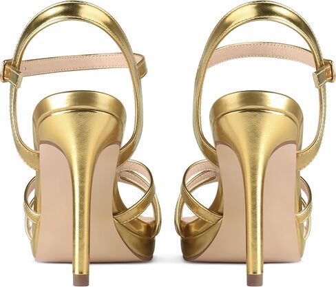 منصة الكعوب للنساء صنادل عالية الكعب Strappy وكعب ستيليتو جولة مفتوحة اصبع القدم Slingback أحذية لحفلات الزفاف in Kuwait