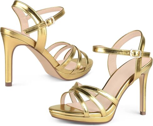منصة الكعوب للنساء صنادل عالية الكعب Strappy وكعب ستيليتو جولة مفتوحة اصبع القدم Slingback أحذية لحفلات الزفاف in Kuwait