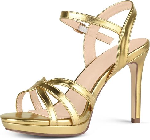 منصة الكعوب للنساء صنادل عالية الكعب Strappy وكعب ستيليتو جولة مفتوحة اصبع القدم Slingback أحذية لحفلات الزفاف in Kuwait