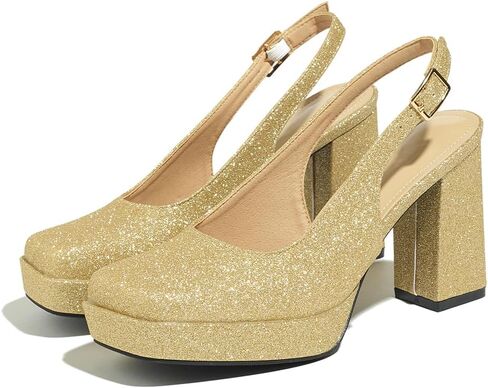 صنادل نسائية بكعب عريض وكعب مربع وحزام للكاحل أحذية زفاف in Kuwait