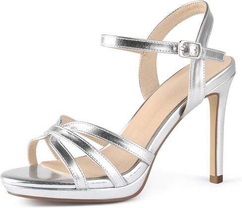 منصة الكعوب للنساء صنادل عالية الكعب Strappy وكعب ستيليتو جولة مفتوحة اصبع القدم Slingback أحذية لحفلات الزفاف in Kuwait