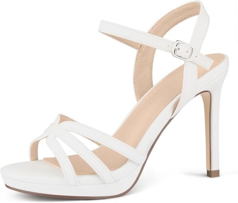 منصة الكعوب للنساء صنادل عالية الكعب Strappy وكعب ستيليتو جولة مفتوحة اصبع القدم Slingback أحذية لحفلات الزفاف in Kuwait