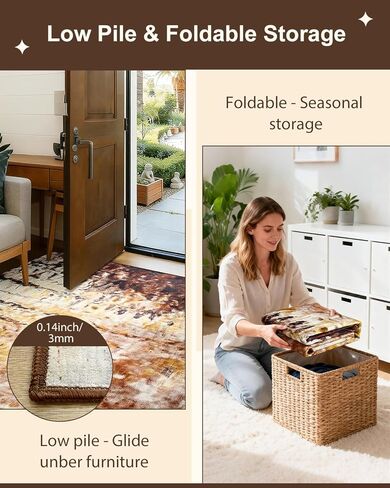 FlyDOIT Modern Abstract 5x7 Brown Area Rug for Living Room, Washable Rug Non Slip Throw Carpet Soft Thin Floor Carpets, Print Pattern, Indoor Rugs for Bedroom Dining Room Farmhouse Entryway Home Decor in Saudi Arabia