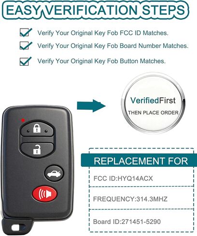 Smart Key Fob for Toyota 86, FengRKey Remote Control Key Fob Compatible with Toyota 86 2017-2019 HYQ14ACX 271451-5290 SU003-07424 in Kuwait