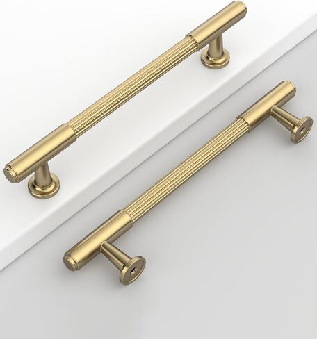 10-Pack 5 Inch (128mm) Hole Center Textured Grip Cabinet Pulls, Champagne Bronze Kitchen Handles, Heavy Duty Drawer Pulls for Bathroom Vanity & Dresser in Kuwait