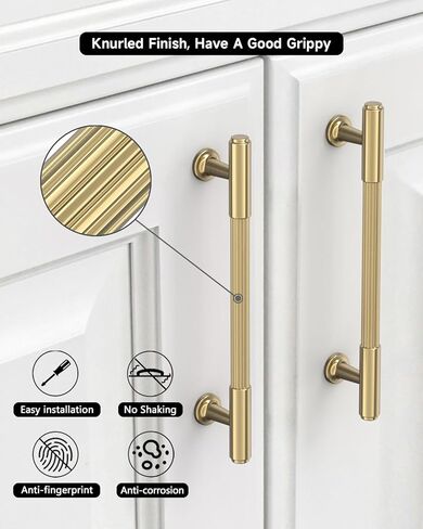 10-Pack 5 Inch (128mm) Hole Center Textured Grip Cabinet Pulls, Champagne Bronze Kitchen Handles, Heavy Duty Drawer Pulls for Bathroom Vanity & Dresser in Kuwait