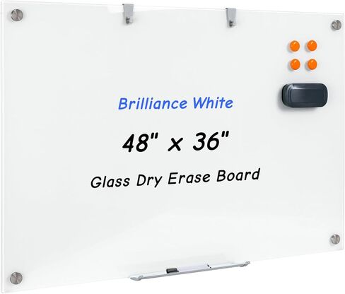 سبورة بيضاء زجاجية مقاس 36 × 24 بوصة، لوحة مسح جافة من الزجاج المغناطيسي للجدار، لوحة بيضاء لامعة مقاس 3 × 2 بوصة للمكتب والمنزل والمدرسة in Kuwait
