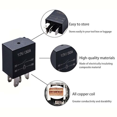 8 قطع 4 دبابيس 12 فولت 30 أمبير مرحل سيارات متعدد الأغراض - بديل عالمي عالي التحمل متوافق مع محرك السيارة in Kuwait