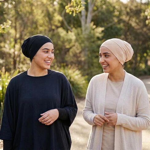 3 Pcs Women Hijab Undercap, Non Slip Hijab Cap, Solid Color Undercap Under Scarf for Women (Black, White, Khaki) in Saudi Arabia