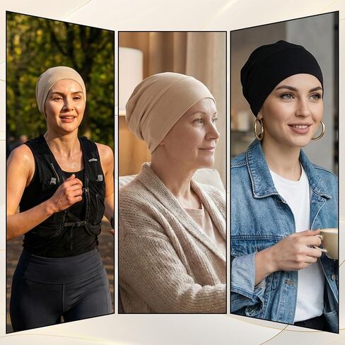 3 Pcs Women Hijab Undercap, Non Slip Hijab Cap, Solid Color Undercap Under Scarf for Women (Black, White, Khaki) in Saudi Arabia