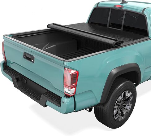 غطاء تونيو لسرير الشاحنة ناعم قابل للطي مناسب لسيارة Toyota Tacoma 2016-2023 مع نظام السكك الحديدية على سطح السفينة، مع سرير بطول 5 أقدام باستثناء. طبعة تريل in Kuwait