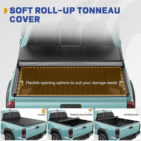 Soft Roll Up Truck Bed Tonneau Cover Fit for Toyota Tacoma 2016-2023 with Deck Rail System, with 5 ft Bed Excl. Trail Edition in Saudi Arabia