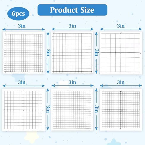 6 Packs Graph Paper Sticky Notes 300 Sheets 3 x 3 Inch Mini Graph Pads 20 x 20 Four Quadrant X Y Axis Coordinate Plane Post It Adhesive Grid Sticky Notes for Office School Math Supplies（6style） in Saudi Arabia