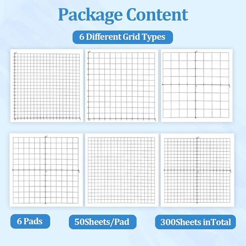 6 Packs Graph Paper Sticky Notes 300 Sheets 3 x 3 Inch Mini Graph Pads 20 x 20 Four Quadrant X Y Axis Coordinate Plane Post It Adhesive Grid Sticky Notes for Office School Math Supplies（6style） in Saudi Arabia