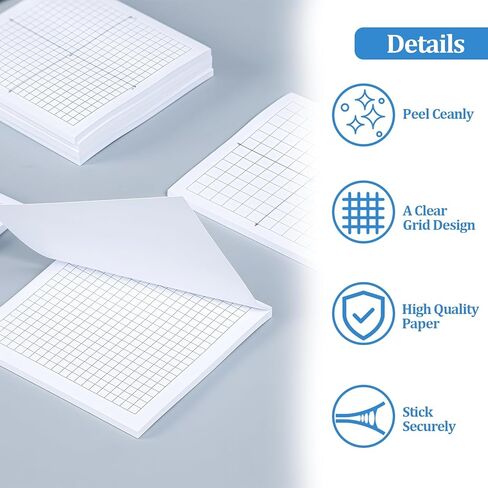 6 Packs Graph Paper Sticky Notes 300 Sheets 3 x 3 Inch Mini Graph Pads 20 x 20 Four Quadrant X Y Axis Coordinate Plane Post It Adhesive Grid Sticky Notes for Office School Math Supplies（6style） in Saudi Arabia