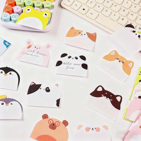 ملاحظات لاصقة لطيفة، 10 عبوات 450 ورقة ملاحظات لاصقة على شكل حيوانات كرتونية Kawaii حيوانات صغيرة على شكل علامات أعلام وسادات مذكرة ذاتية اللصق للكبار في المنزل والمكتب وهدايا زملاء الغرف in Kuwait