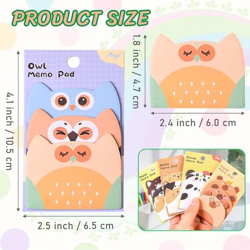 ملاحظات لاصقة لطيفة، 10 عبوات 450 ورقة ملاحظات لاصقة على شكل حيوانات كرتونية Kawaii حيوانات صغيرة على شكل علامات أعلام وسادات مذكرة ذاتية اللصق للكبار في المنزل والمكتب وهدايا زملاء الغرف in Kuwait