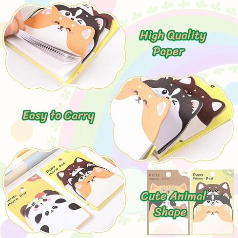 ملاحظات لاصقة لطيفة، 10 عبوات 450 ورقة ملاحظات لاصقة على شكل حيوانات كرتونية Kawaii حيوانات صغيرة على شكل علامات أعلام وسادات مذكرة ذاتية اللصق للكبار في المنزل والمكتب وهدايا زملاء الغرف in Kuwait