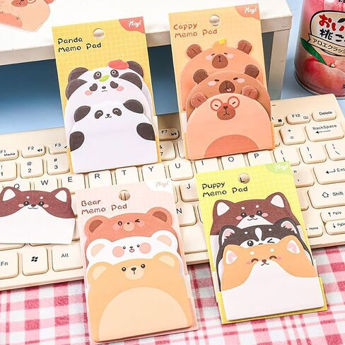 ملاحظات لاصقة لطيفة، 10 عبوات 450 ورقة ملاحظات لاصقة على شكل حيوانات كرتونية Kawaii حيوانات صغيرة على شكل علامات أعلام وسادات مذكرة ذاتية اللصق للكبار في المنزل والمكتب وهدايا زملاء الغرف in Kuwait