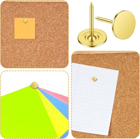 100PCS Gold Push Pins, Stainless Steel Thumb Tacks for Cork Board, Bulletin Board, Wall, Flat Head Thumbtacks for Picture Hanging Home Office Decorative Supplies in Saudi Arabia