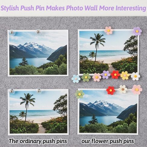 50 Pcs Flower Push Pins, Colorful Cute Thumb Tack, The Flower Thumb Tacks for Floret Wall ThumbTacks for Bulletin Board Office Hanging Photo Poster Feature Wall in Saudi Arabia