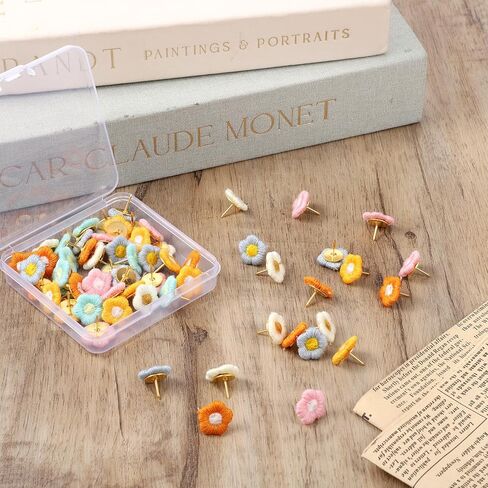 60 PCS Flower Push Pins, Colorful Flower Decorative Thumb Tacks Cute Flowers Corkboard Pins Flowers Pushpins for Office Home School Whiteboard Bulletin Board Photo Wall Decor in Saudi Arabia