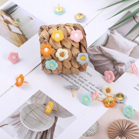 60 PCS Flower Push Pins, Colorful Flower Decorative Thumb Tacks Cute Flowers Corkboard Pins Flowers Pushpins for Office Home School Whiteboard Bulletin Board Photo Wall Decor in Saudi Arabia