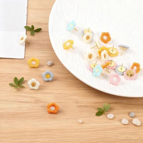 60 PCS Flower Push Pins, Colorful Flower Decorative Thumb Tacks Cute Flowers Corkboard Pins Flowers Pushpins for Office Home School Whiteboard Bulletin Board Photo Wall Decor in Saudi Arabia