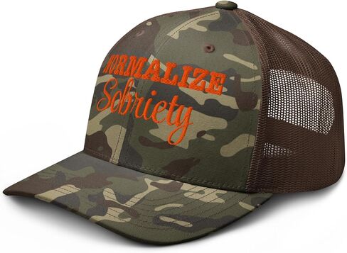 NX Normalize Sobriety Camo Trucker Hat Embroidered Curved Bill Low Crown Adjustable Anniversary Sober AA NA Recovery Cap in Saudi Arabia