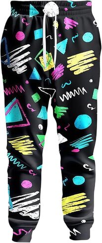 بنطلون رياضي رجالي 80s 90s Retro Joggers بنطلون رياضي مضحك مع جيوب للرجال والنساء باللون الأسود in Kuwait