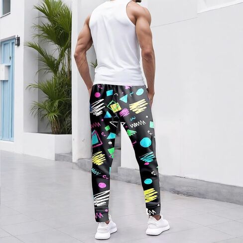 بنطلون رياضي رجالي 80s 90s Retro Joggers بنطلون رياضي مضحك مع جيوب للرجال والنساء باللون الأسود in Kuwait