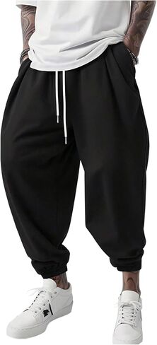 OYOANGLE Men's Baggy Jogger Pants Elastic Drawstring Waist Harem Pants with Pocket Sports Gym Trousers in Saudi Arabia
