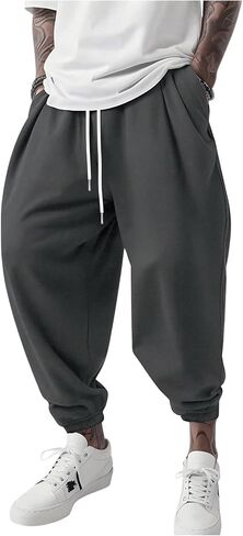 OYOANGLE Men's Baggy Jogger Pants Elastic Drawstring Waist Harem Pants with Pocket Sports Gym Trousers in Saudi Arabia