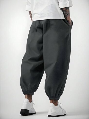 OYOANGLE Men's Baggy Jogger Pants Elastic Drawstring Waist Harem Pants with Pocket Sports Gym Trousers in Saudi Arabia