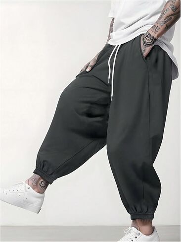 OYOANGLE Men's Baggy Jogger Pants Elastic Drawstring Waist Harem Pants with Pocket Sports Gym Trousers in Saudi Arabia