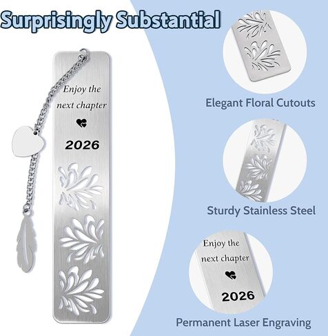 Happy Retirement Gifts 2026, Graduation Bookmark, Enjoy The Next Chapter, Stainless Steel Bookmark for Women Men, Retirement Gifts for Coworker, Teacher Appreciation Gift, Graduation Gifts, Silver in Kuwait