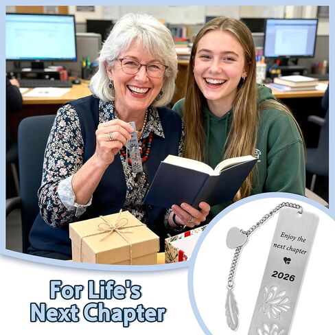 Happy Retirement Gifts 2026, Graduation Bookmark, Enjoy The Next Chapter, Stainless Steel Bookmark for Women Men, Retirement Gifts for Coworker, Teacher Appreciation Gift, Graduation Gifts, Silver in Kuwait