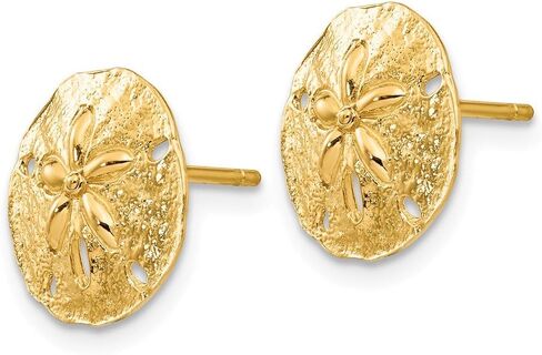 Solid 14K Yellow Gold Sand Dollar Post Earrings in Saudi Arabia