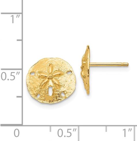 Solid 14K Yellow Gold Sand Dollar Post Earrings in Saudi Arabia