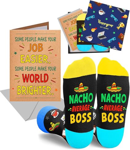 أفكار هدايا جوارب HAPPYPOP Boss - أفضل أفكار هدايا له ولها في يوم الرئيس مع البطاقة in Kuwait