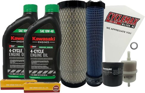 Tune Up Kit Compatible with 2017-2023 Kawasaki FX751V FX801V FX850V Carb EFI Engines 10W40 with Spark Plugs in Saudi Arabia